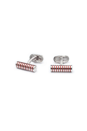 MITCHELL OGILVIE Red Enamel Striped Baton Cufflinks