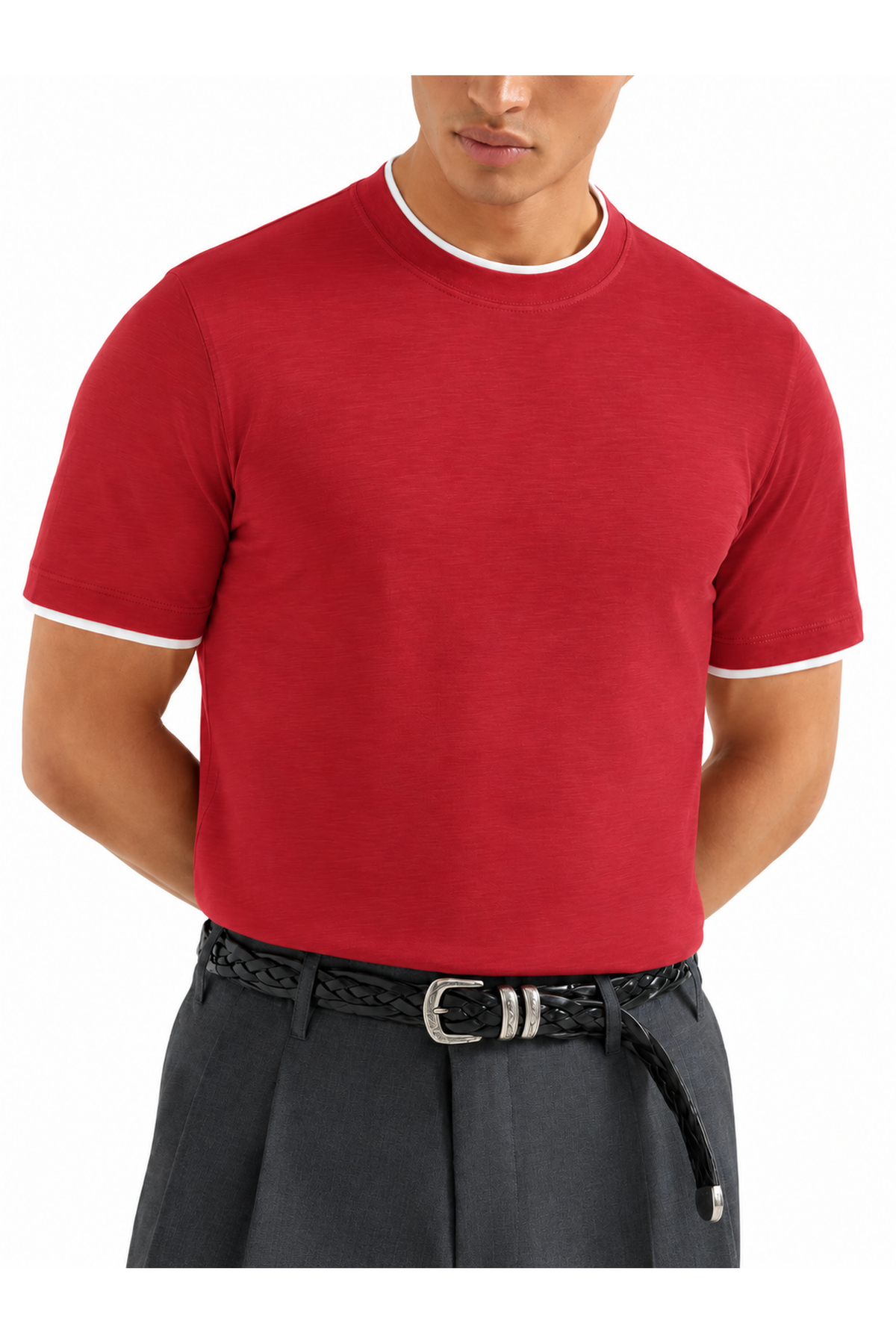 BRUNELLO CUCINELLI | Regular Fit T-Shirt With Trims | Burgundy