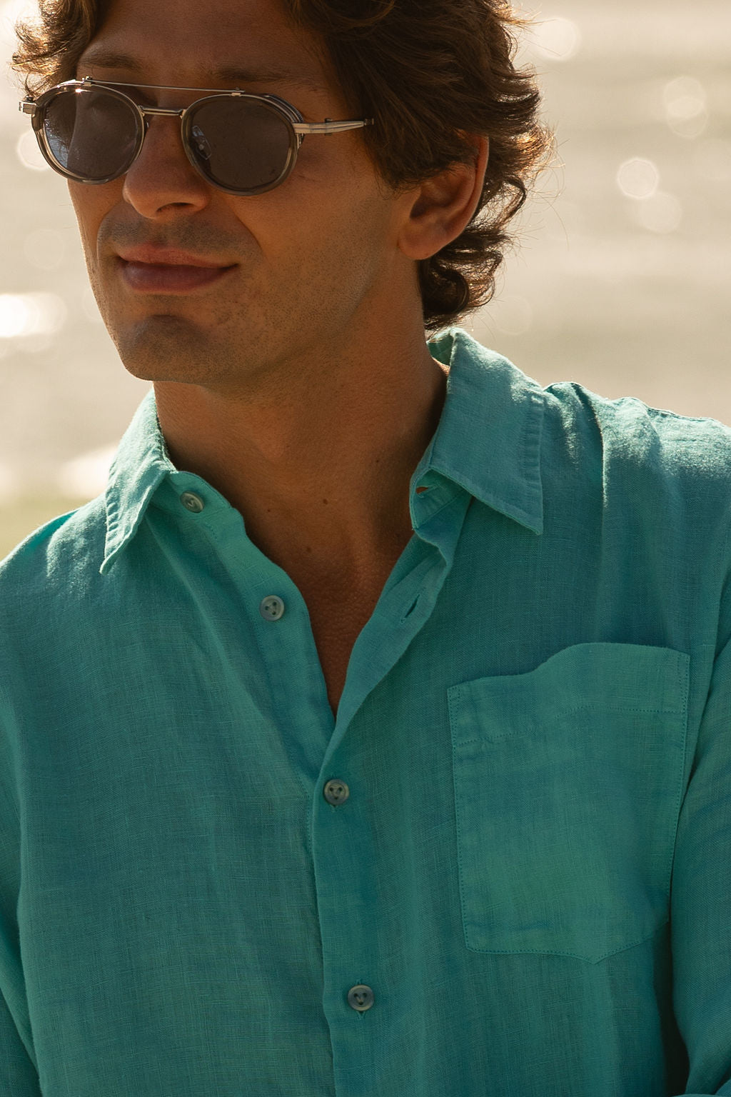 VILEBREQUIN | Linen Shirt | Turquoise