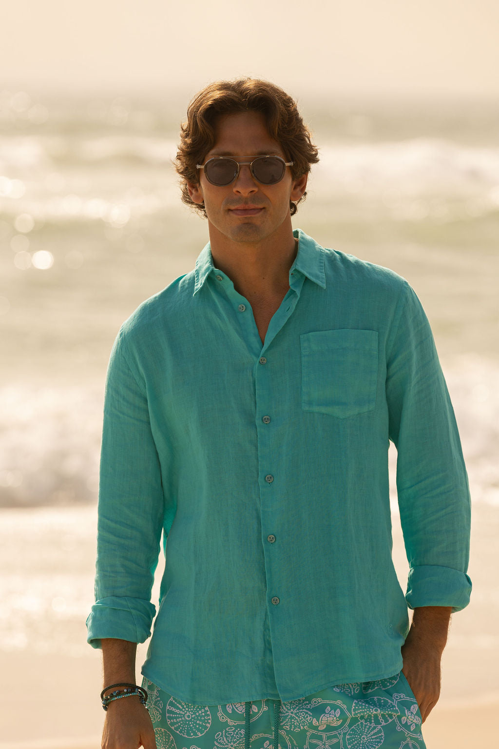 VILEBREQUIN | Linen Shirt | Turquoise
