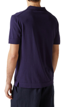 BRIONI | V-Neck Knitted Cotton Polo | Navy