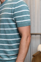 ALTEA | Cream Stripe Tee | Green