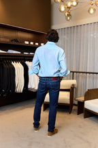 ETRO | Striped Linen Shirt | Teal & Blue
