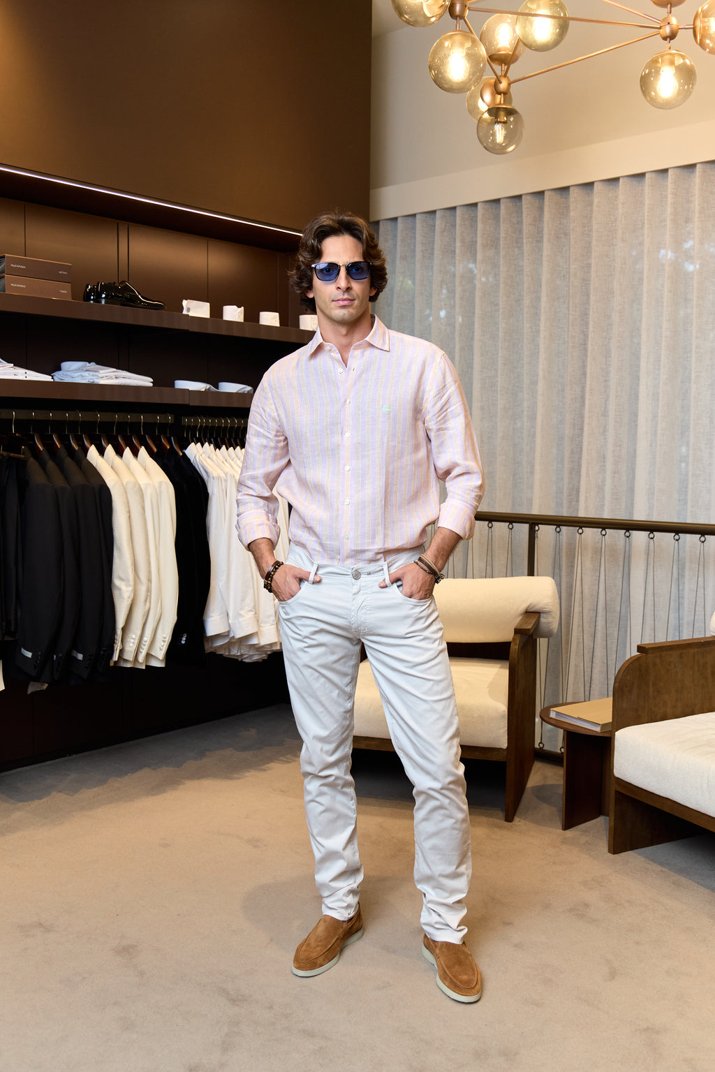 ETRO | Striped Linen Shirt | Orange & Pink