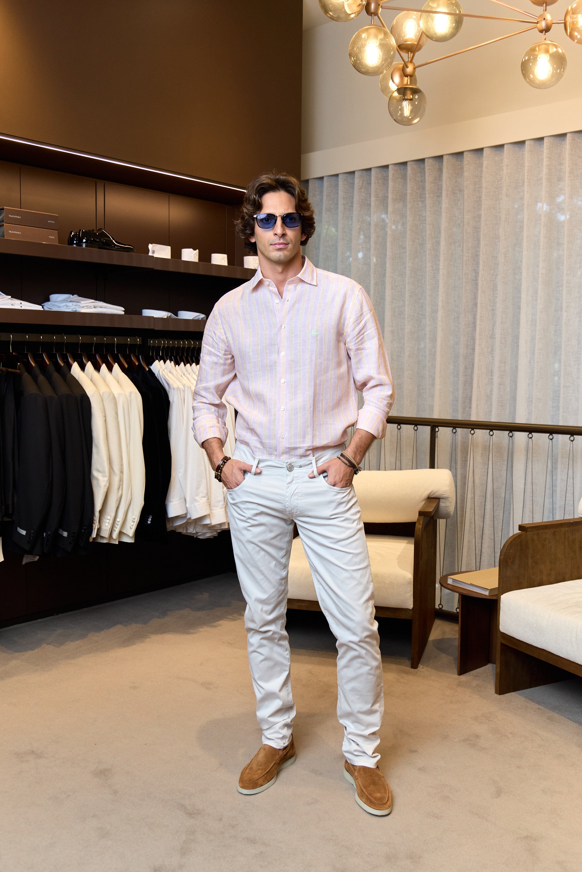 ETRO | Striped Linen Shirt | Orange & Pink