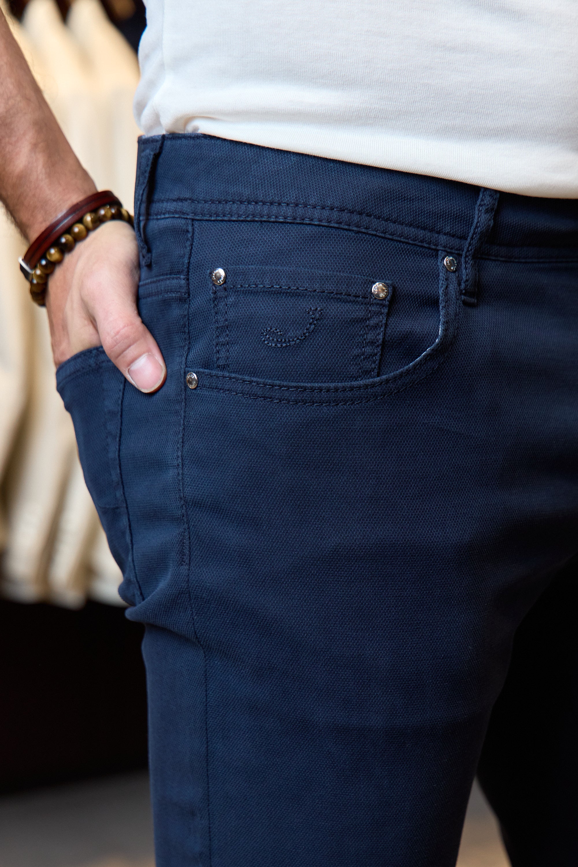 JACOB COHEN | Bard Honeycomb Trousers | Navy