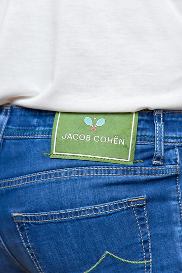 JACOB COHEN Denim Tennis Racquet Patch Jeans