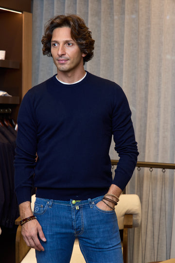 MITCHELL OGILVIE Navy Cashmere Crew Knit