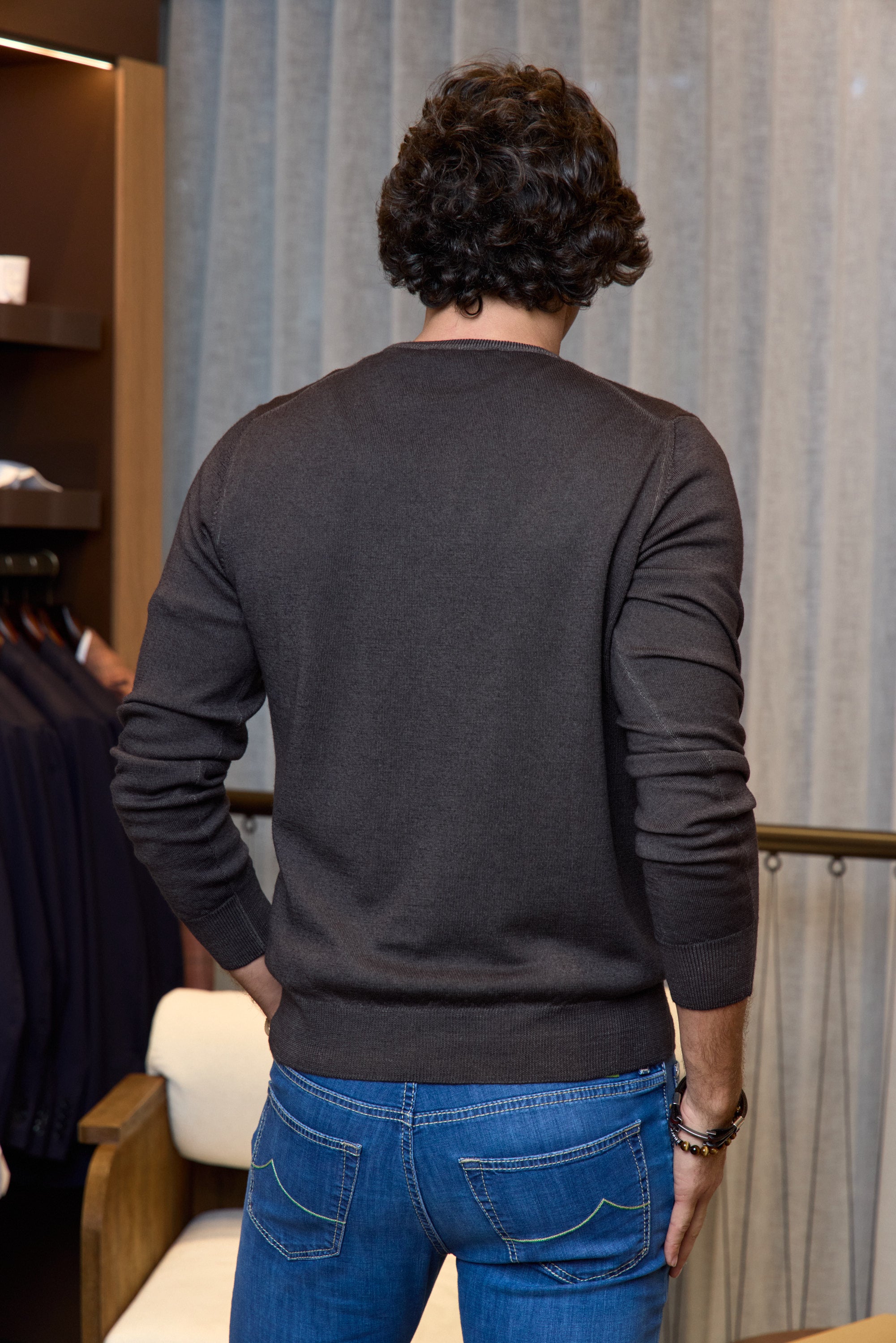 MITCHELL OGILVIE | Virgin Wool Crew Knit | Dark Brown