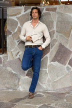 TRAMAROSSA | Michaelangelo Giza Jeans With Yellow Stitch | Mid-Blue