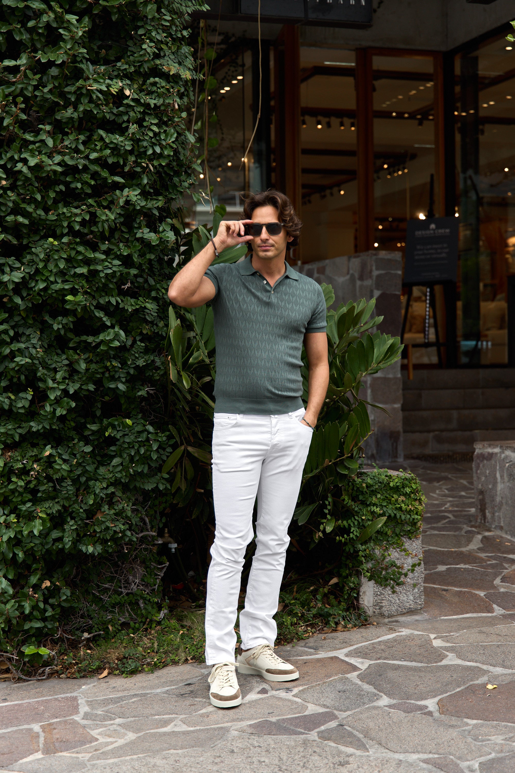 FEDELI | Rumba Knitted Polo | Army Green