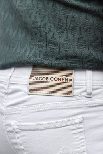 JACOB COHEN White Denim Fine Striped Patch Jeans