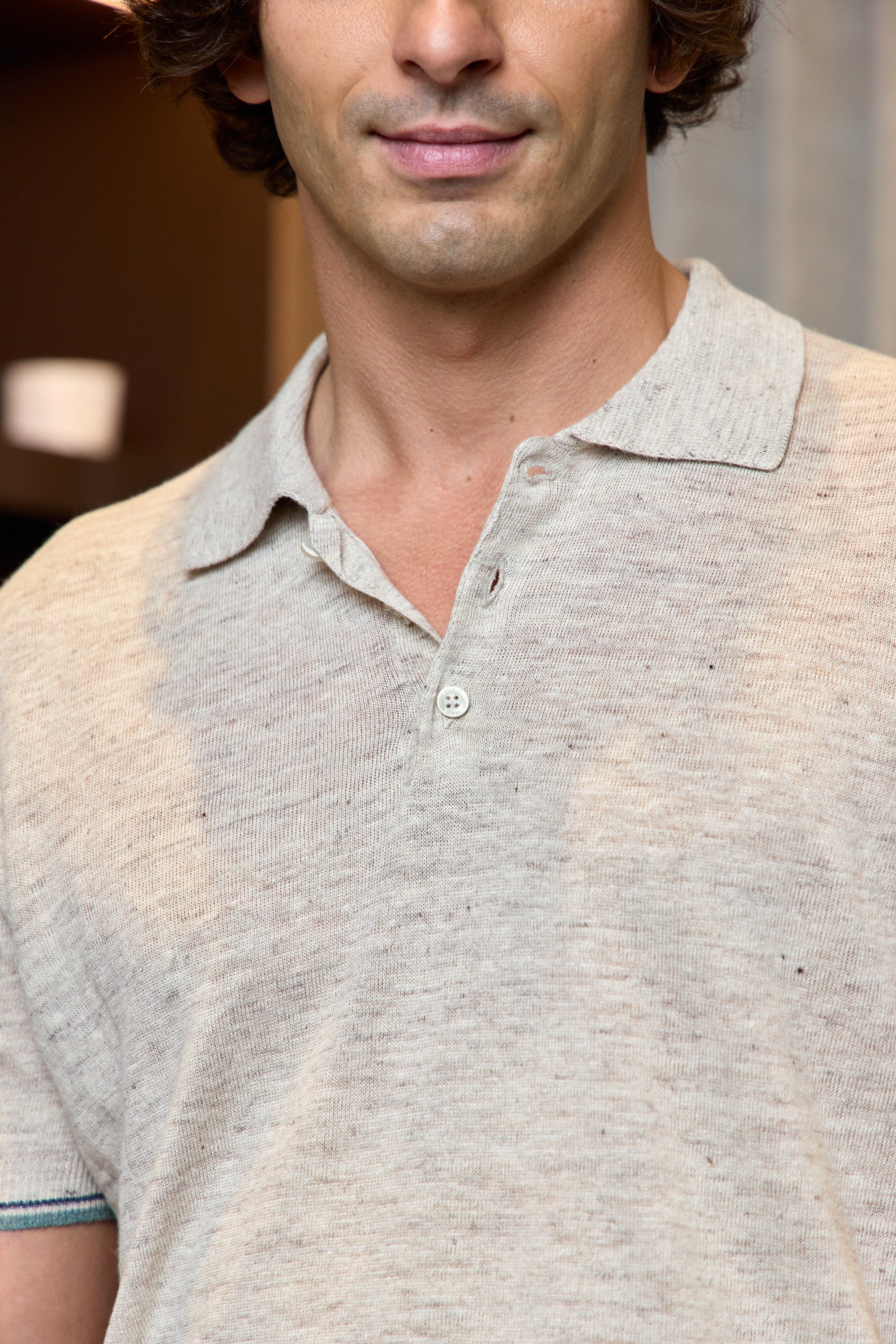 ALTEA | 3 Button Polo | Beige Marle