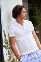 FEDELI | Rumba Knitted Polo | White