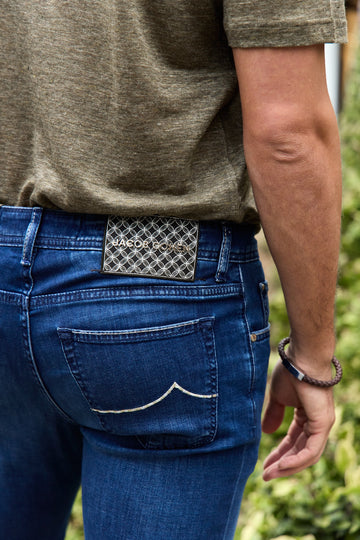 JACOB COHEN Denim Geometric Patch Jeans