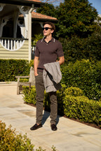 BRUNELLO CUCINELLI | Ribbed Polo | Chocolate