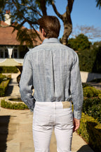 BRUNELLO CUCINELLI | Aztec-Striped Shirt | Dark Blue