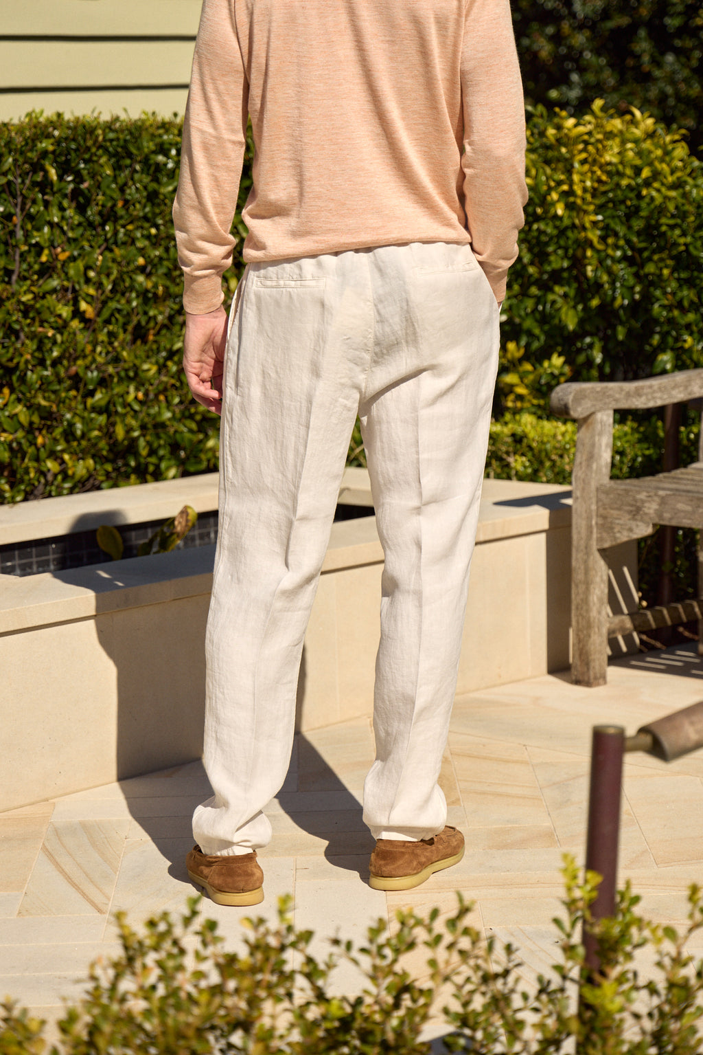 BRUNELLO CUCINELLI | Drawstring Linen Trousers | White