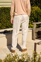 BRUNELLO CUCINELLI | Drawstring Linen Trousers | White