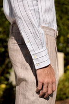 BRUNELLO CUCINELLI | Wide Striped Shirt | Chocolate
