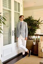 BRIONI | New Plume Herringbone Jacket | Dusty Blue