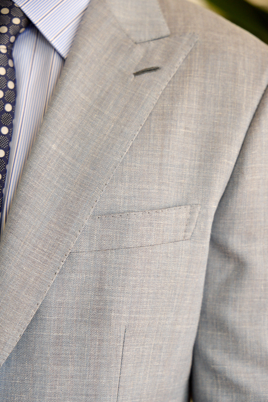 BRIONI | New Plume Herringbone Jacket | Dusty Blue