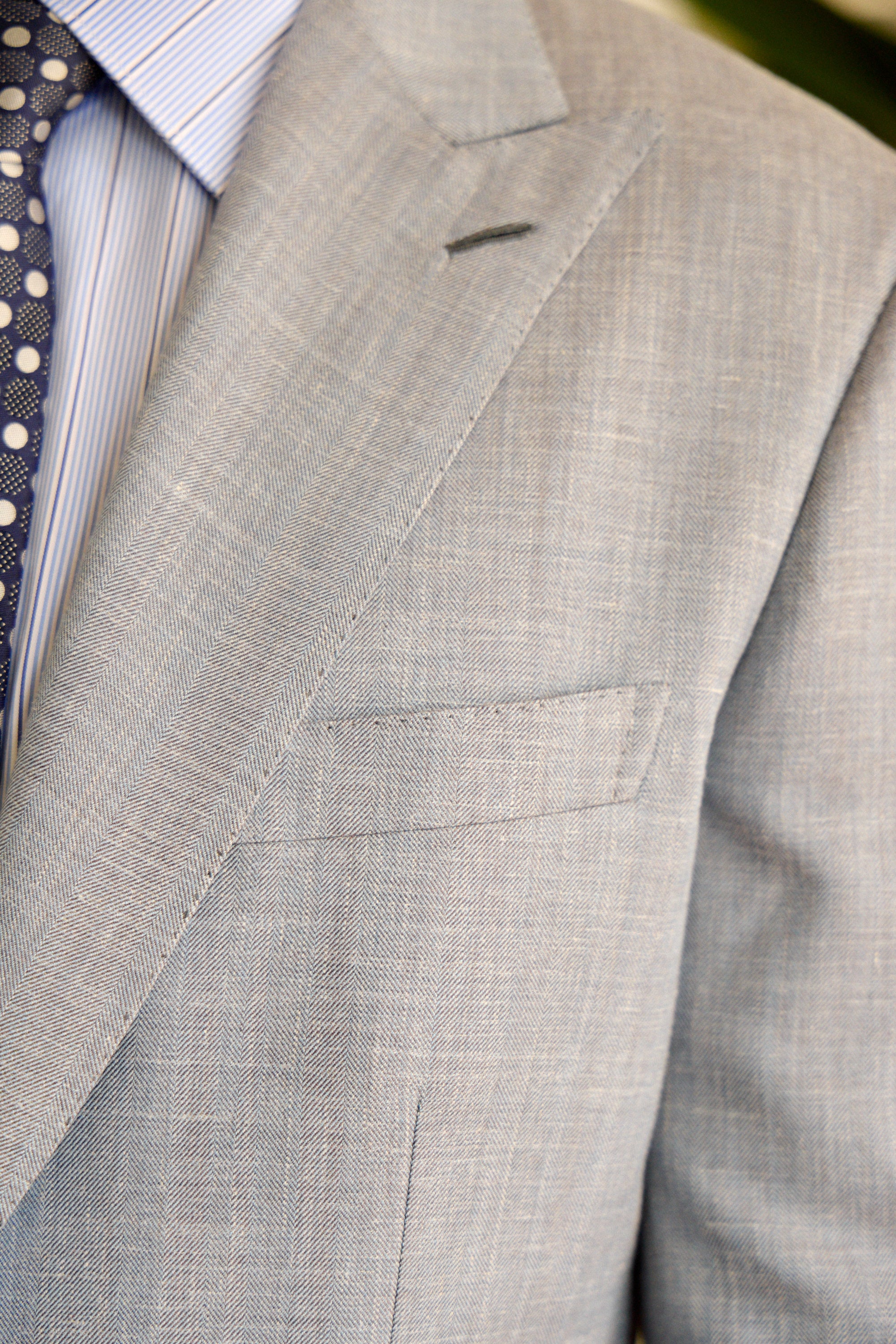 BRIONI | New Plume Herringbone Jacket | Dusty Blue