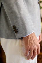 BRIONI | New Plume Herringbone Jacket | Dusty Blue