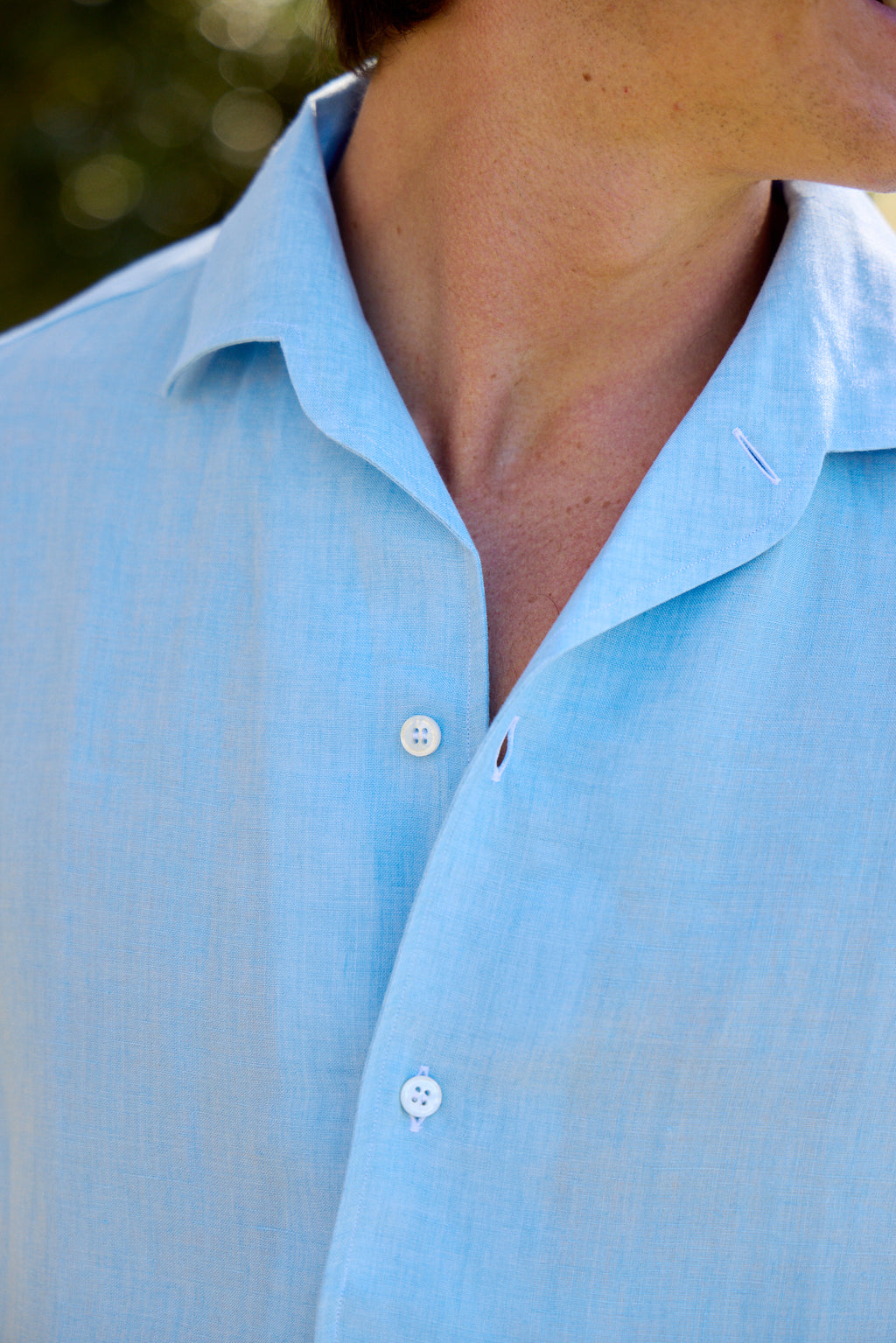 BRIONI | Casual Collar Linen Shirt | Sky
