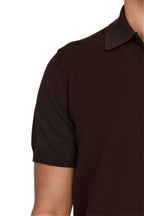 CANALI | Zip Polo Patterned Front | Dark Brown