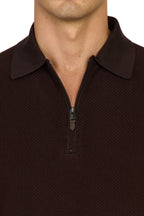 CANALI | Zip Polo Patterned Front | Dark Brown