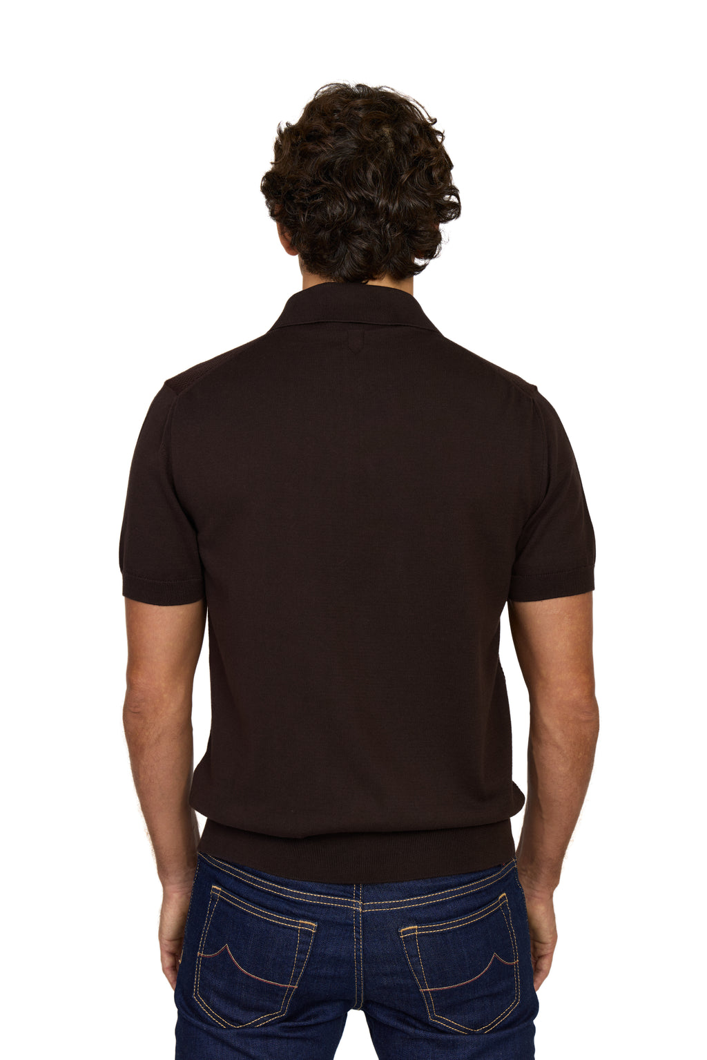 CANALI | Zip Polo Patterned Front | Dark Brown