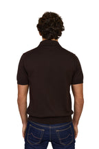 CANALI | Zip Polo Patterned Front | Dark Brown
