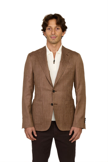 CANALI | Unstructured Herringbone Jacket | Bronze