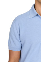 CANALI | Zip Polo Patterned Front | Cornflower