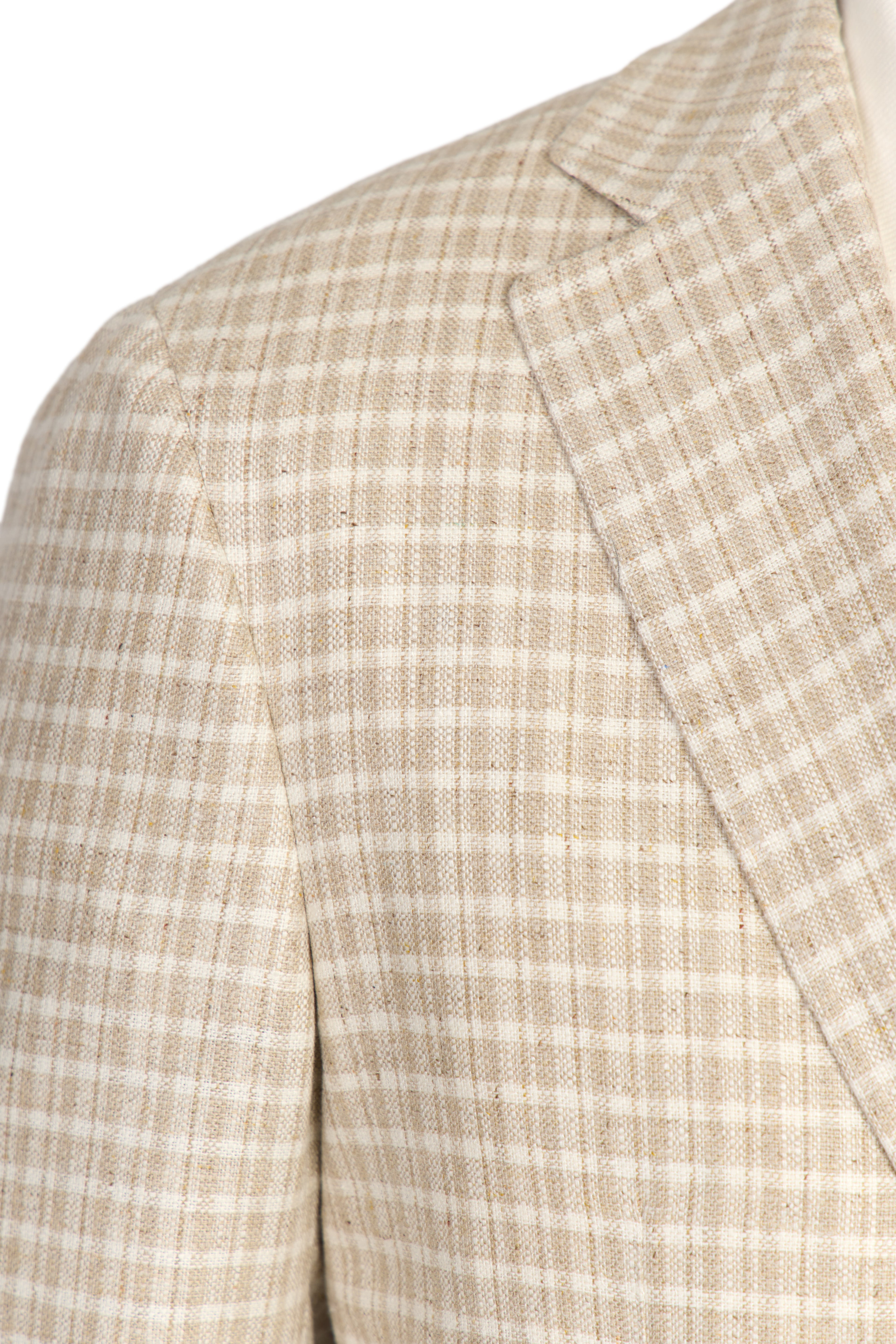 CANALI | Silk Check Jacket  | Beige & Cream