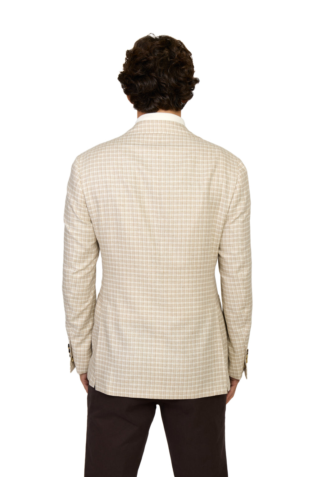CANALI | Silk Check Jacket  | Beige & Cream