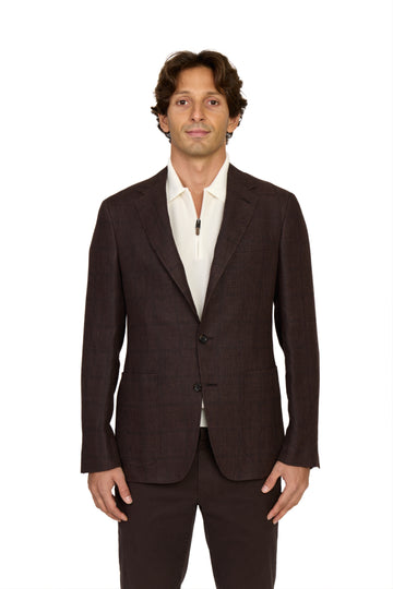 CANALI | Textured Check Jacket  | Dark Brown