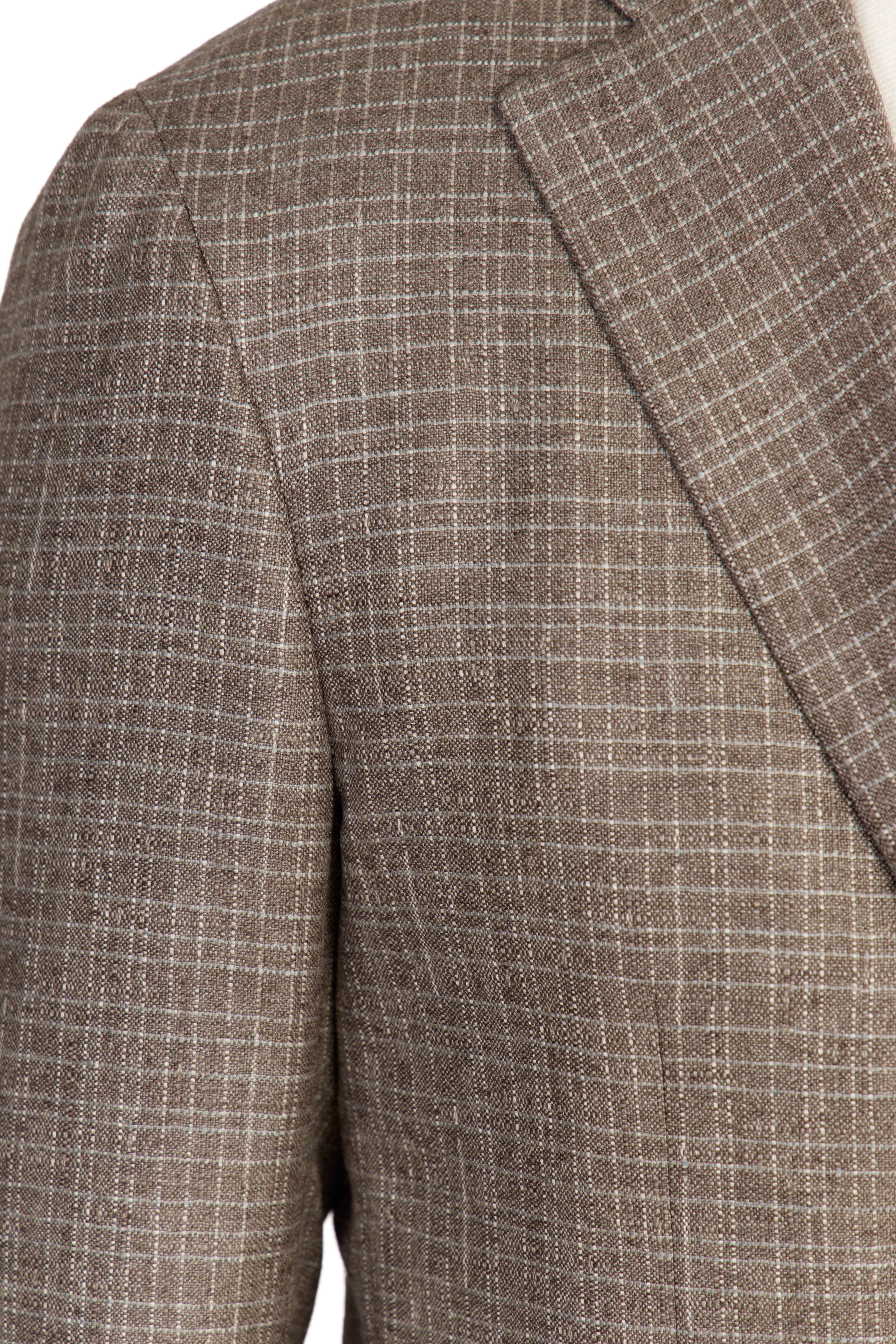 CANALI | Exclusive Silk & Cashmere Check Jacket  | Brown