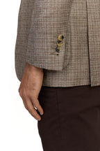 CANALI | Exclusive Silk & Cashmere Check Jacket  | Brown