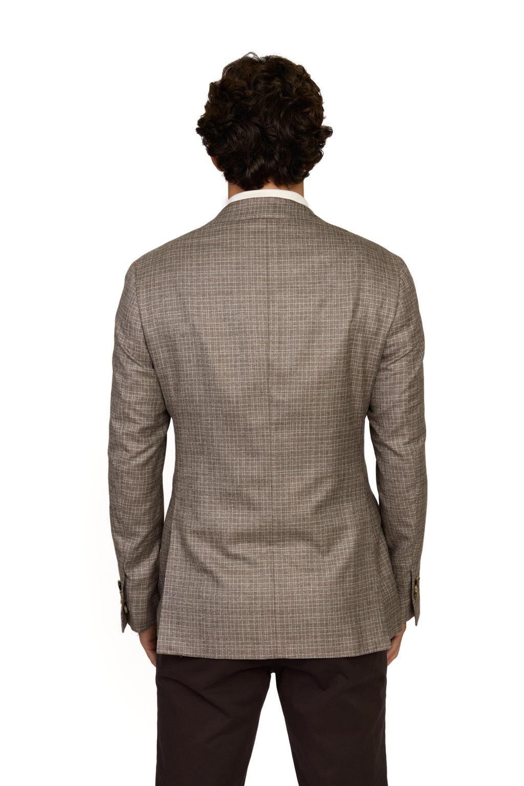 CANALI | Exclusive Silk & Cashmere Check Jacket  | Brown