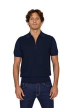 CANALI | Zip Polo Patterned Front | Navy