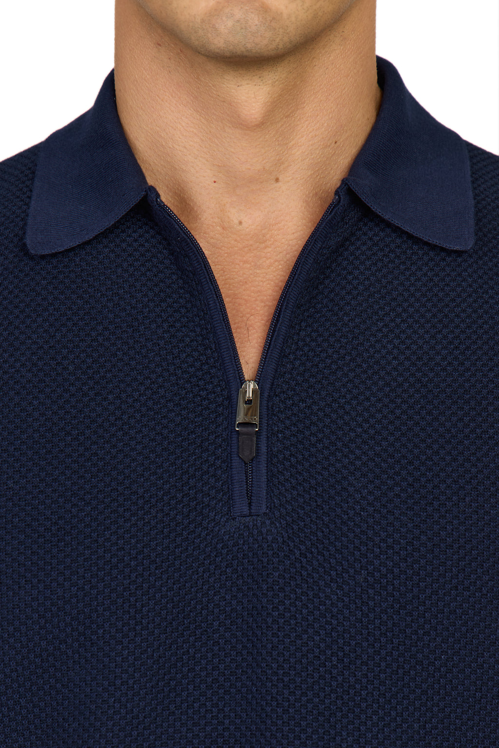 CANALI | Zip Polo Patterned Front | Navy