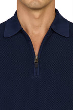 CANALI | Zip Polo Patterned Front | Navy