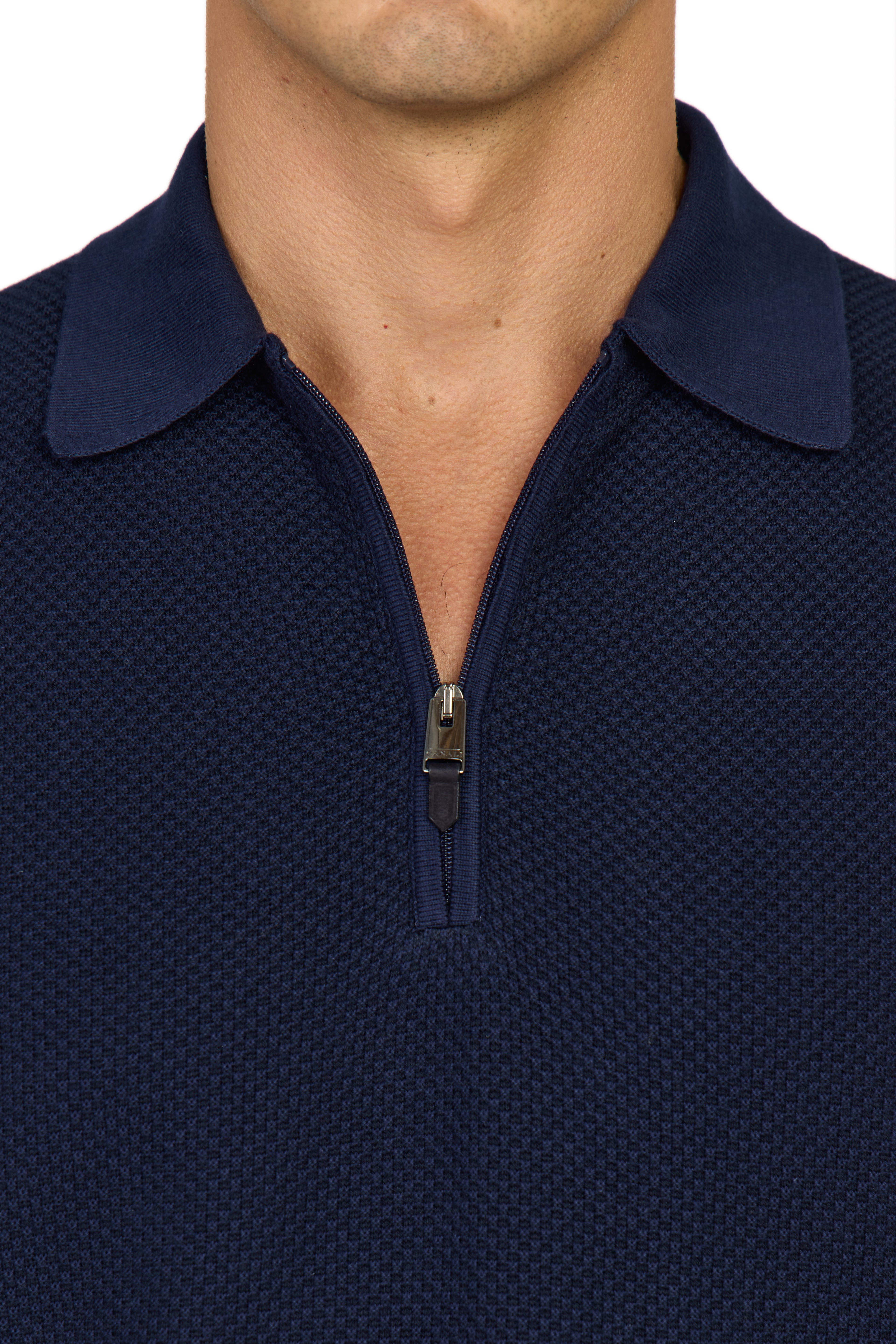 CANALI | Zip Polo Patterned Front | Navy