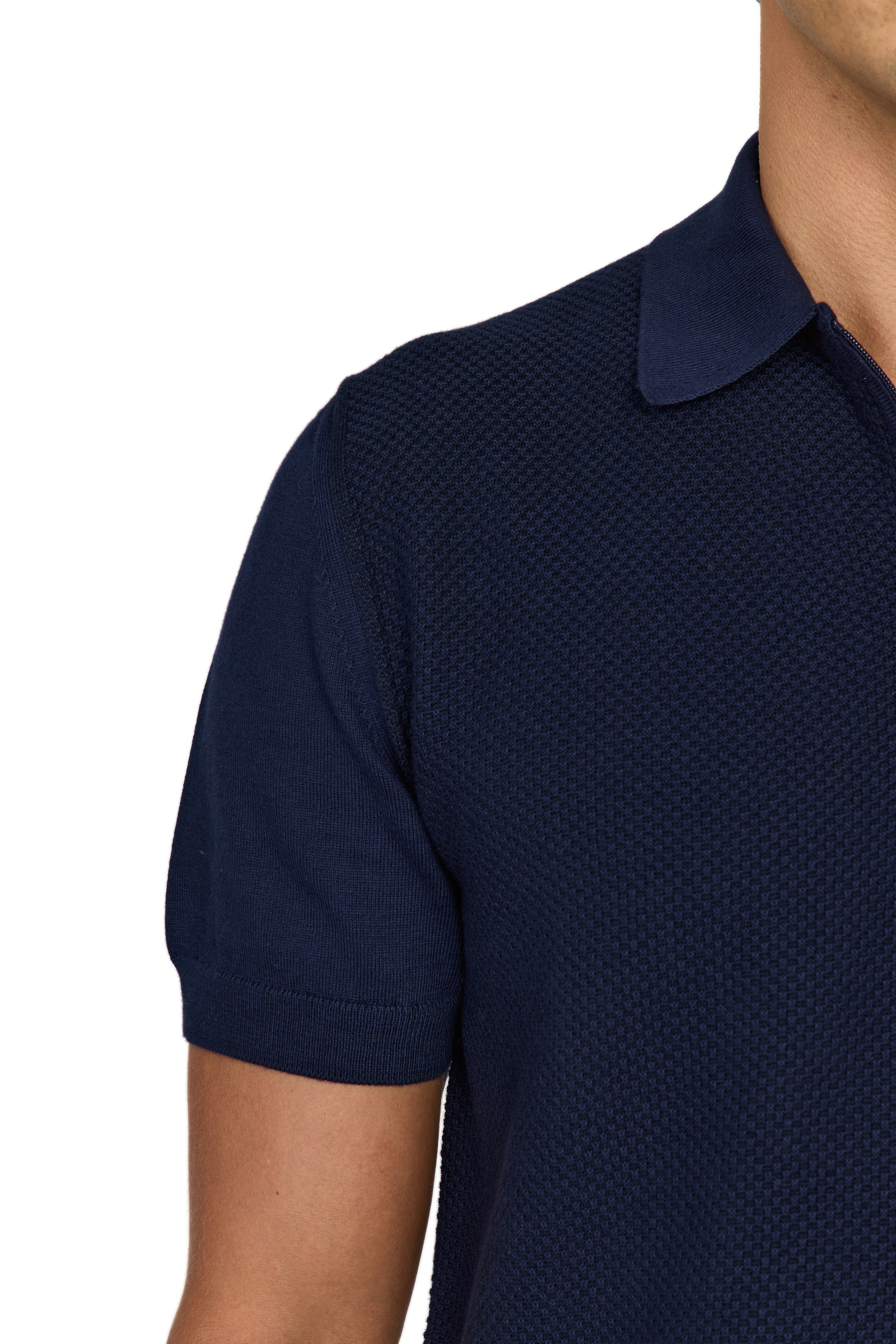 CANALI | Zip Polo Patterned Front | Navy