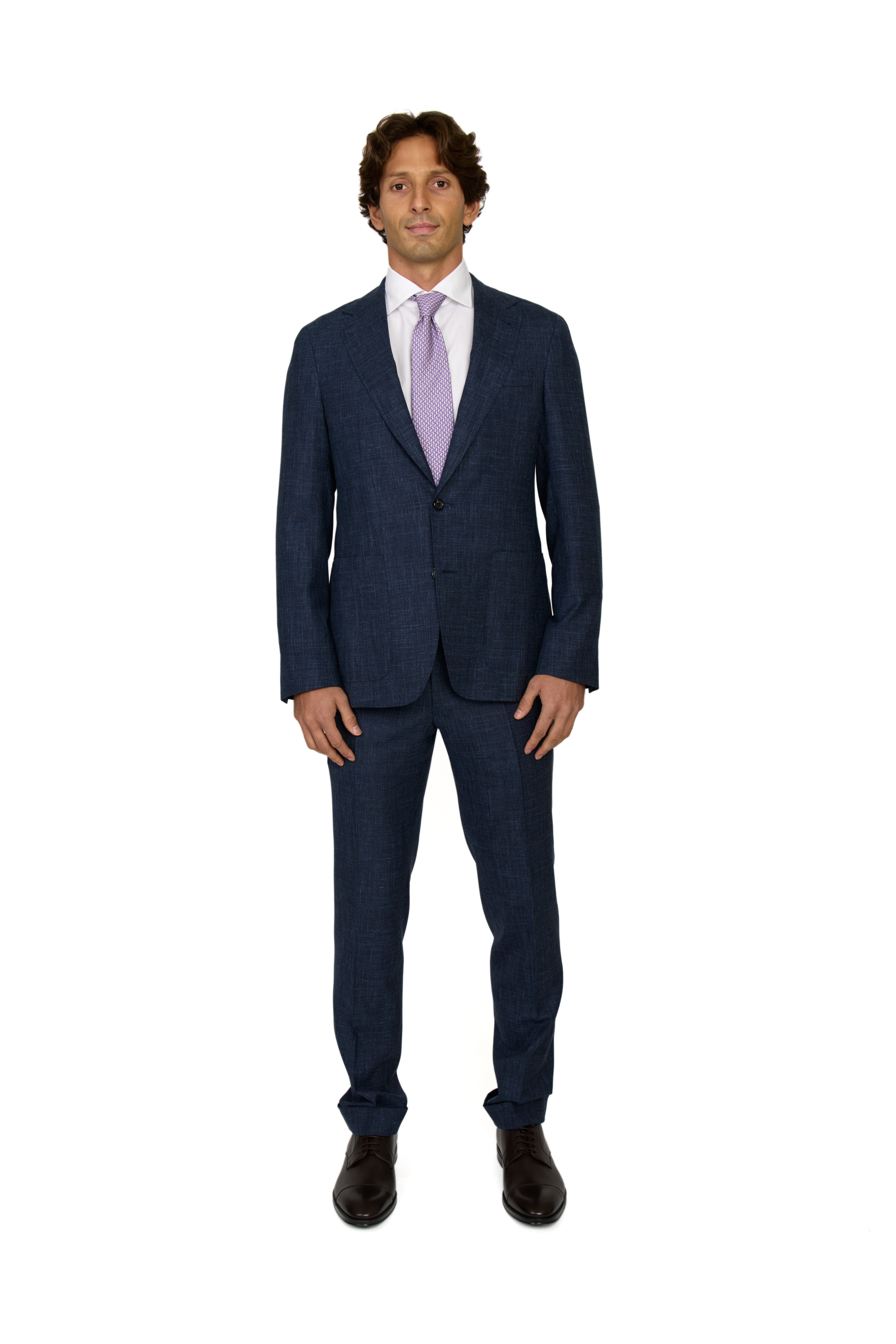 CANALI | Kei Wool-Silk-Linen Unlined Suit  | Dark Blue