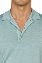 CANALI | Wool-Silk Knitted Polo | Sea Foam