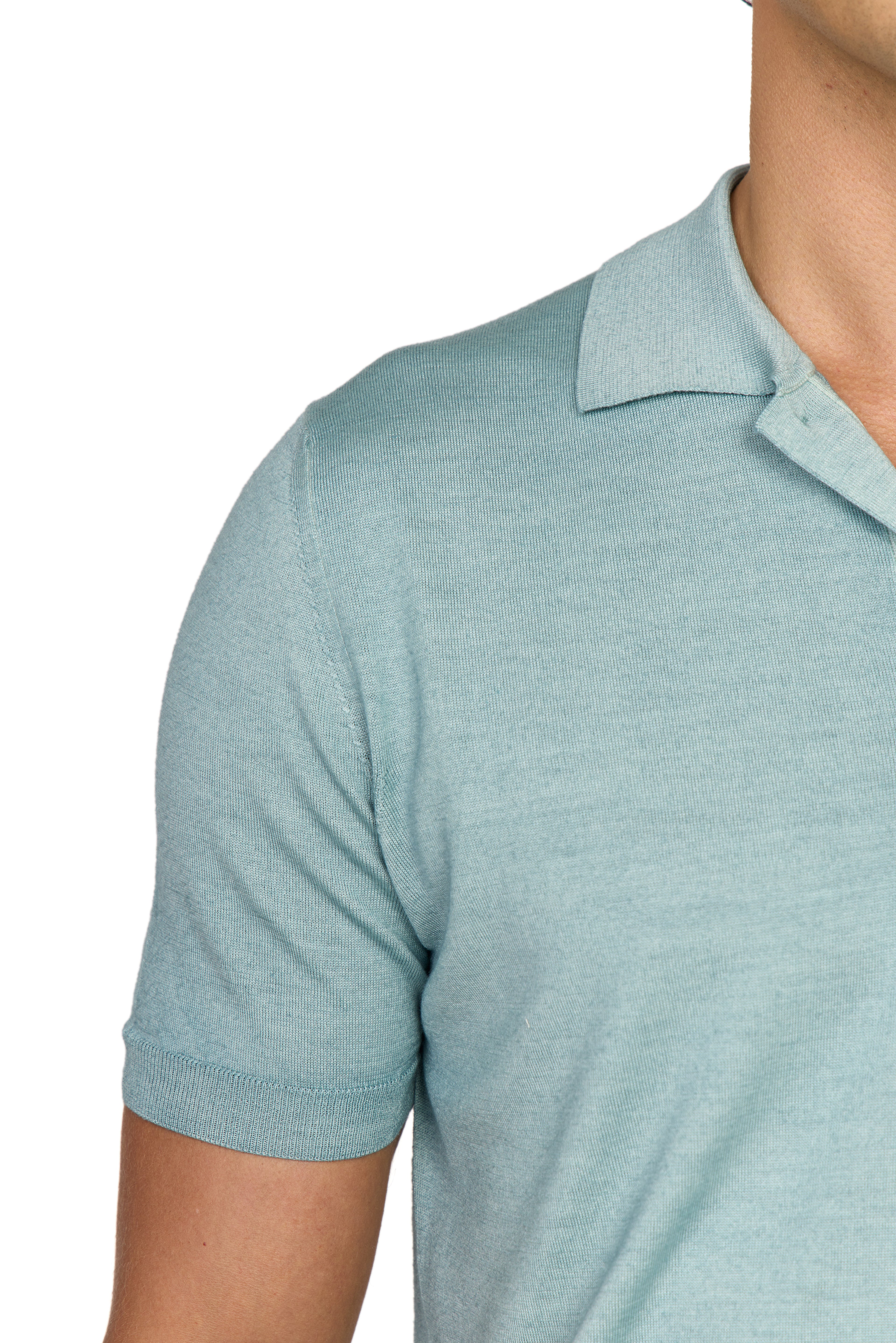 CANALI | Wool-Silk Knitted Polo | Sea Foam