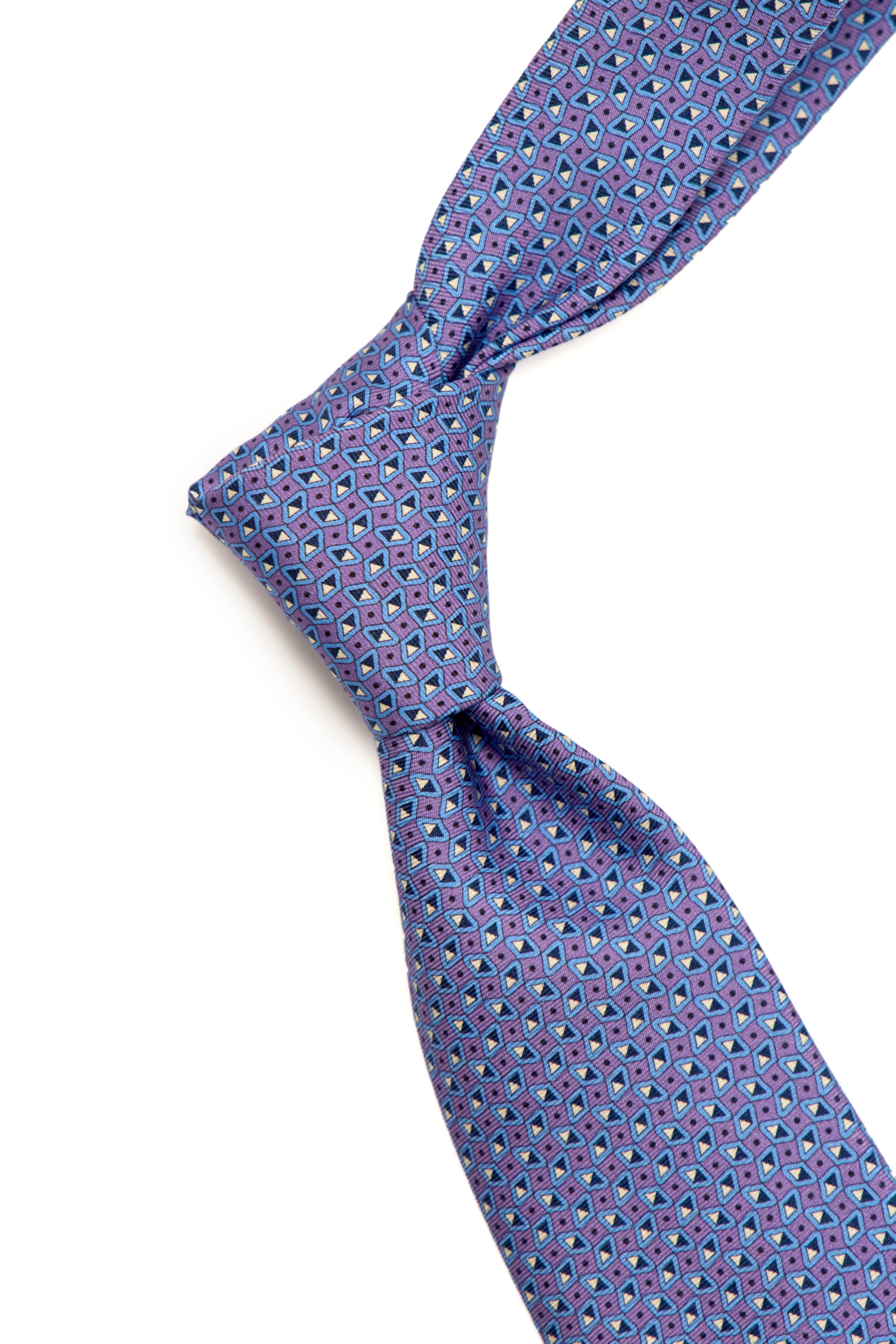 CANALI | Triangle Patterned Tie | Purple & Blue